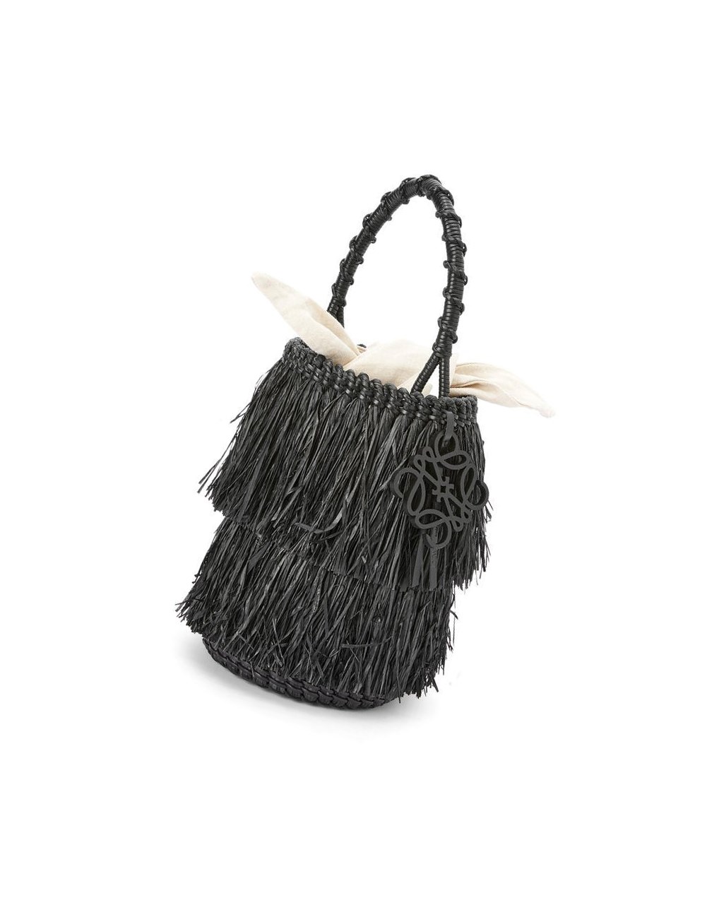 Loewe Frayed Bucket bag in raffia and calfskin Negros | IMTOL-3829