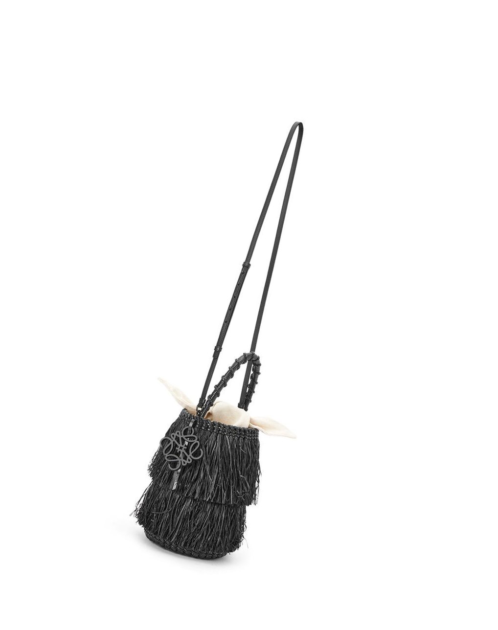 Loewe Frayed Bucket bag in raffia and calfskin Negros | IMTOL-3829