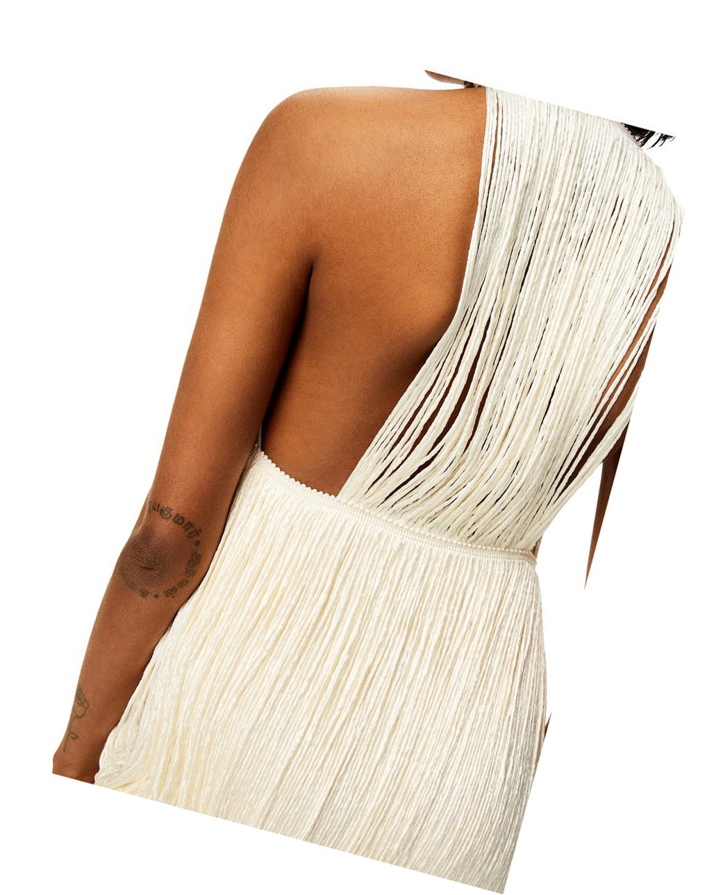 Loewe Fringed dress in silk Ecru | KLWDR-5462