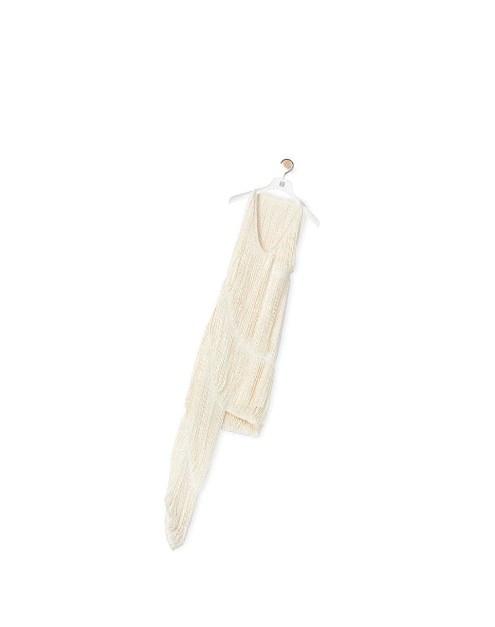 Loewe Fringed dress in silk Ecru | KLWDR-5462