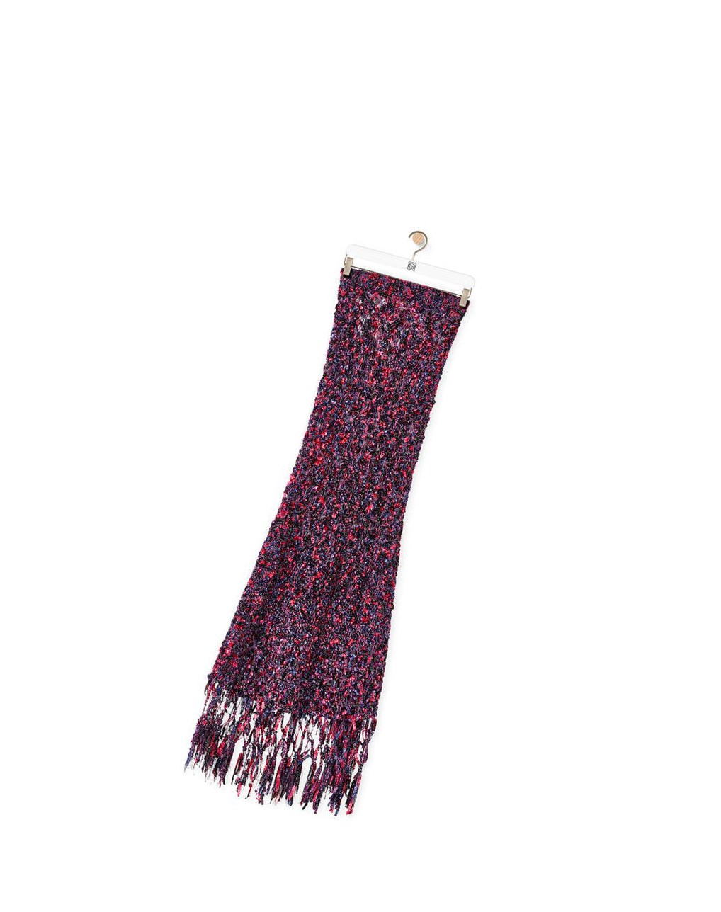 Loewe Fringed midi skirt in polyamide Rosas Morados Azules | YWXGN-2789