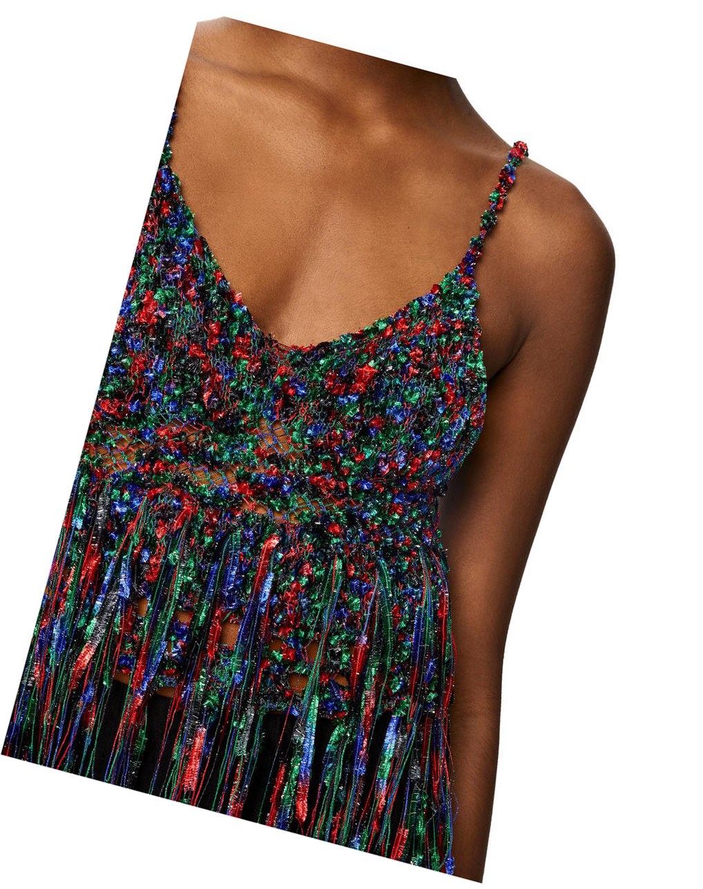 Loewe Fringed top in polyamide Verdes Azules Rojos | PCQBI-4569