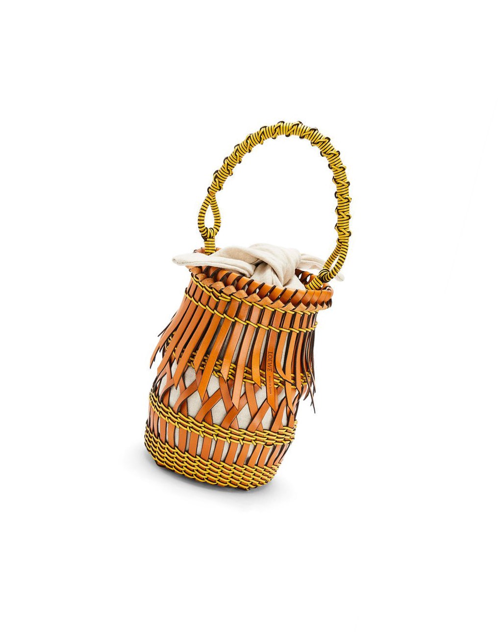 Loewe Fringes Bucket bag in calfskin Amarillos | UJPFR-5031