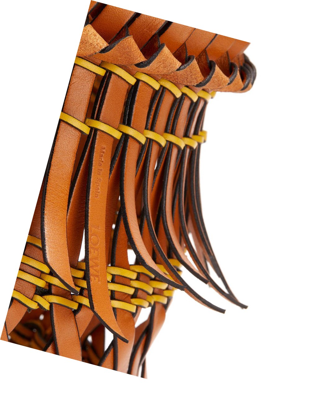 Loewe Fringes Bucket bag in calfskin Amarillos | UJPFR-5031