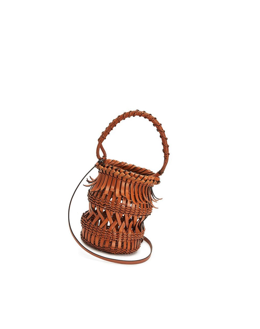 Loewe Fringes Bucket bag in calfskin Tan | MOYBE-3125