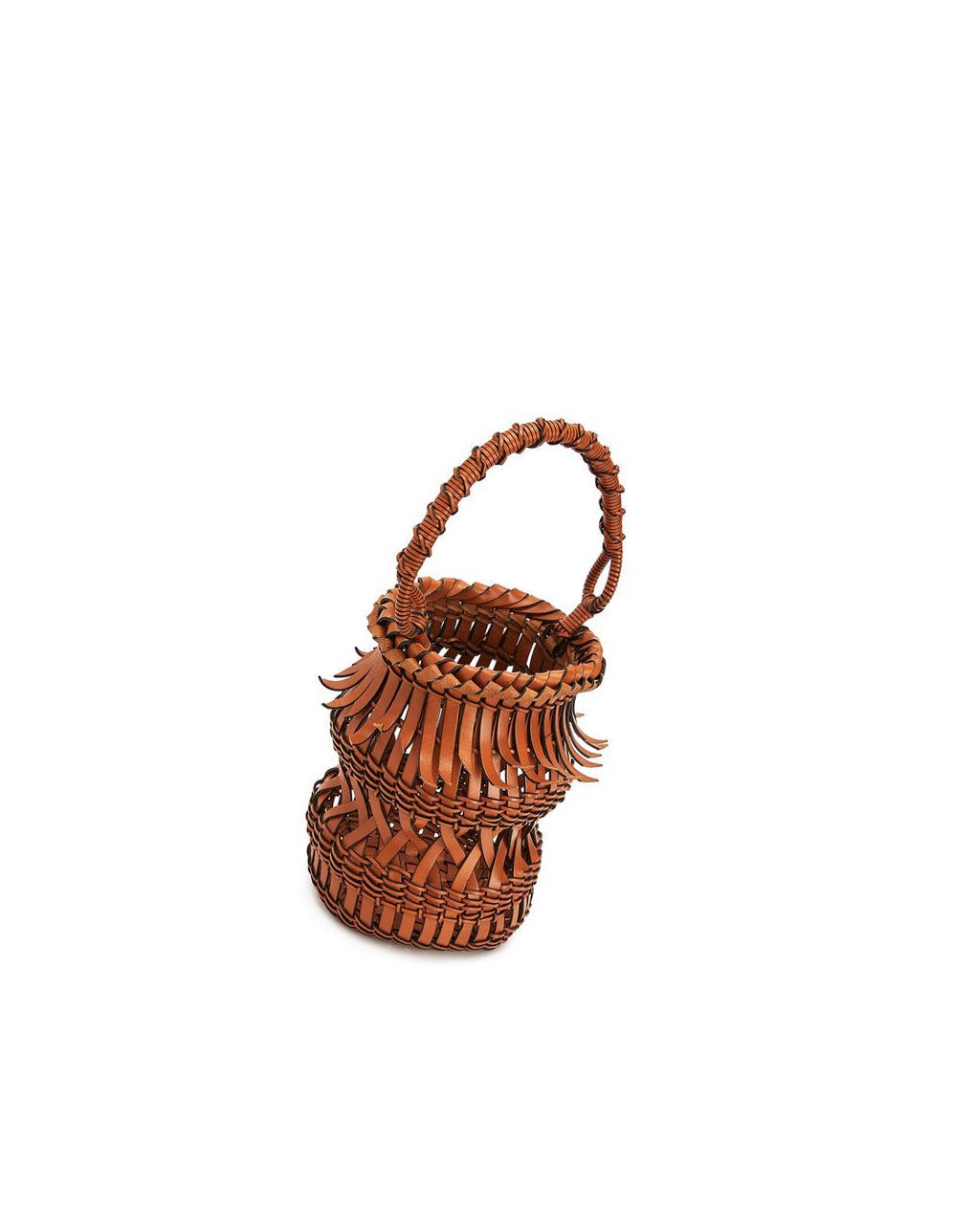Loewe Fringes Bucket bag in calfskin Tan | MOYBE-3125