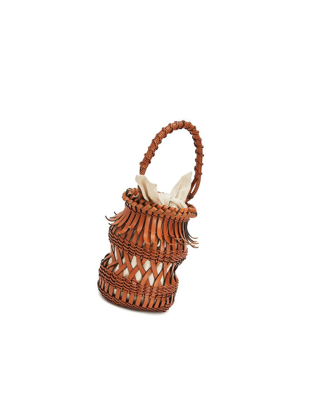 Loewe Fringes Bucket bag in calfskin Tan | MOYBE-3125