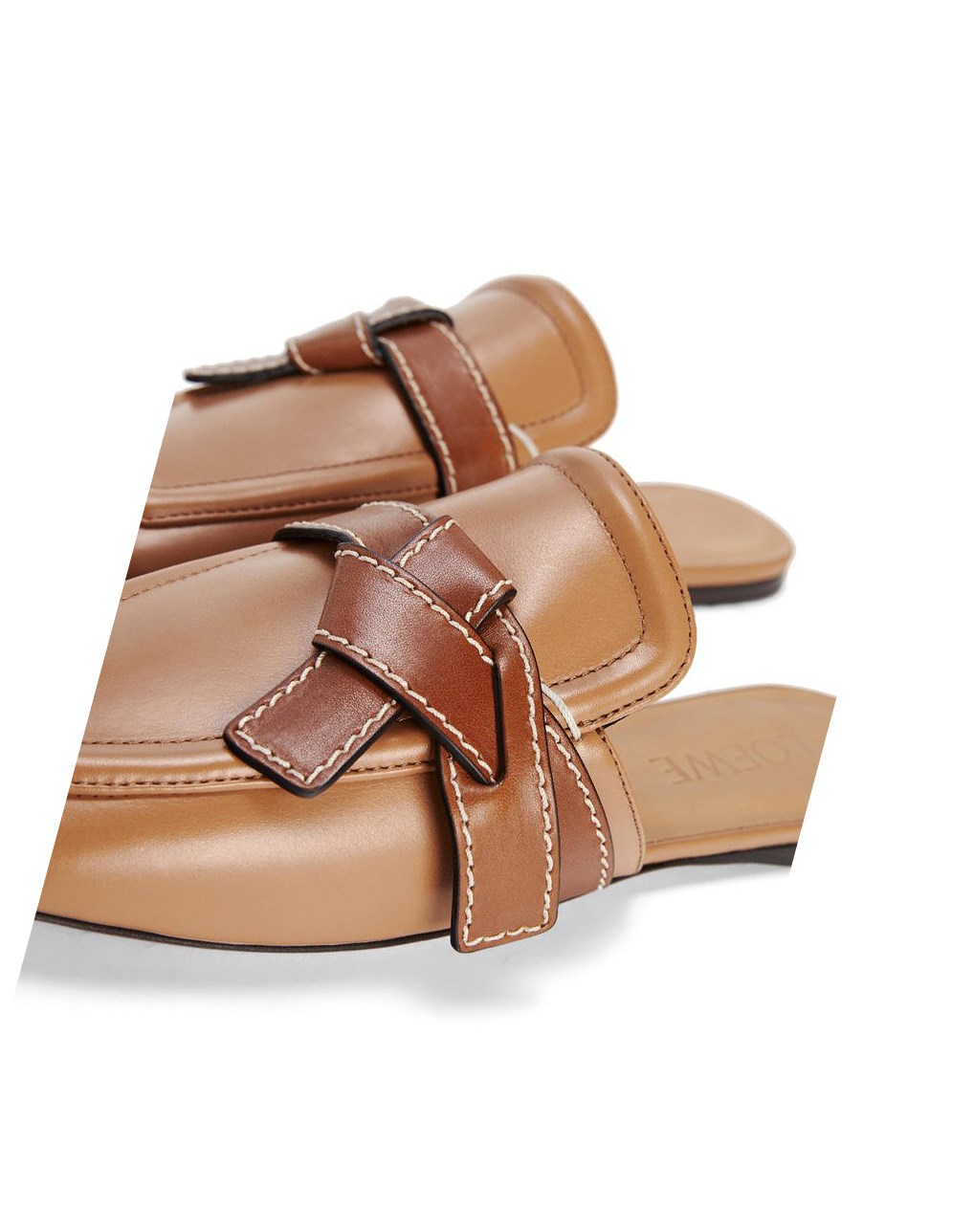 Loewe Gate flat mule in calfskin Desert / Tan | KZBCD-0159
