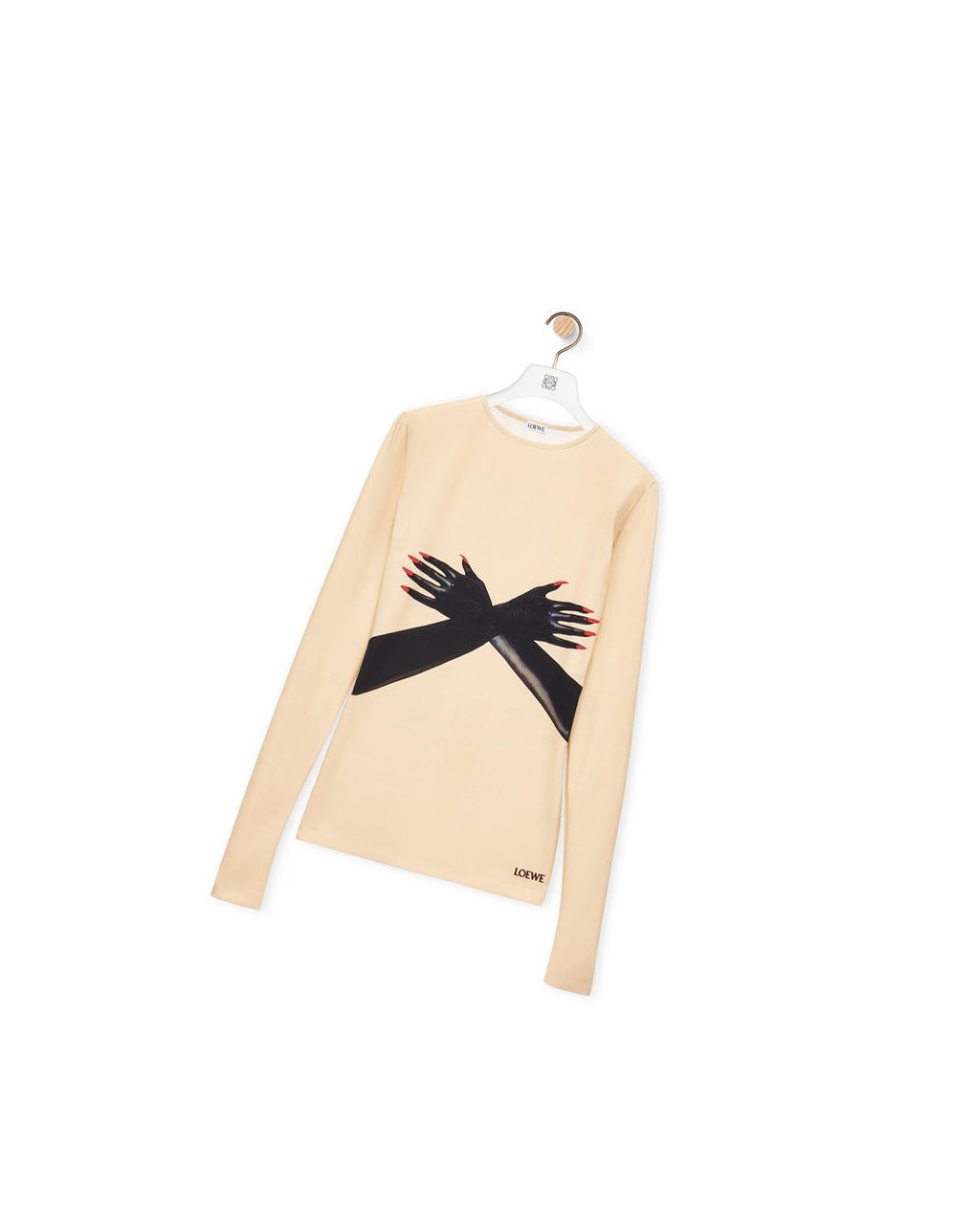 Loewe Glove print top in technical jersey Beige Negros | JOQSK-8035
