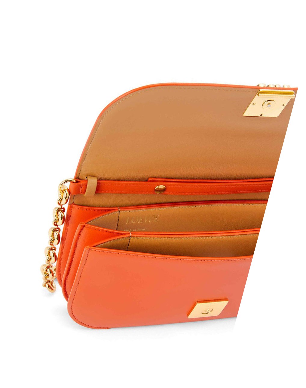 Loewe Goya Long Chain Clutch in silk calfskin Naranjas | OBTFV-6081