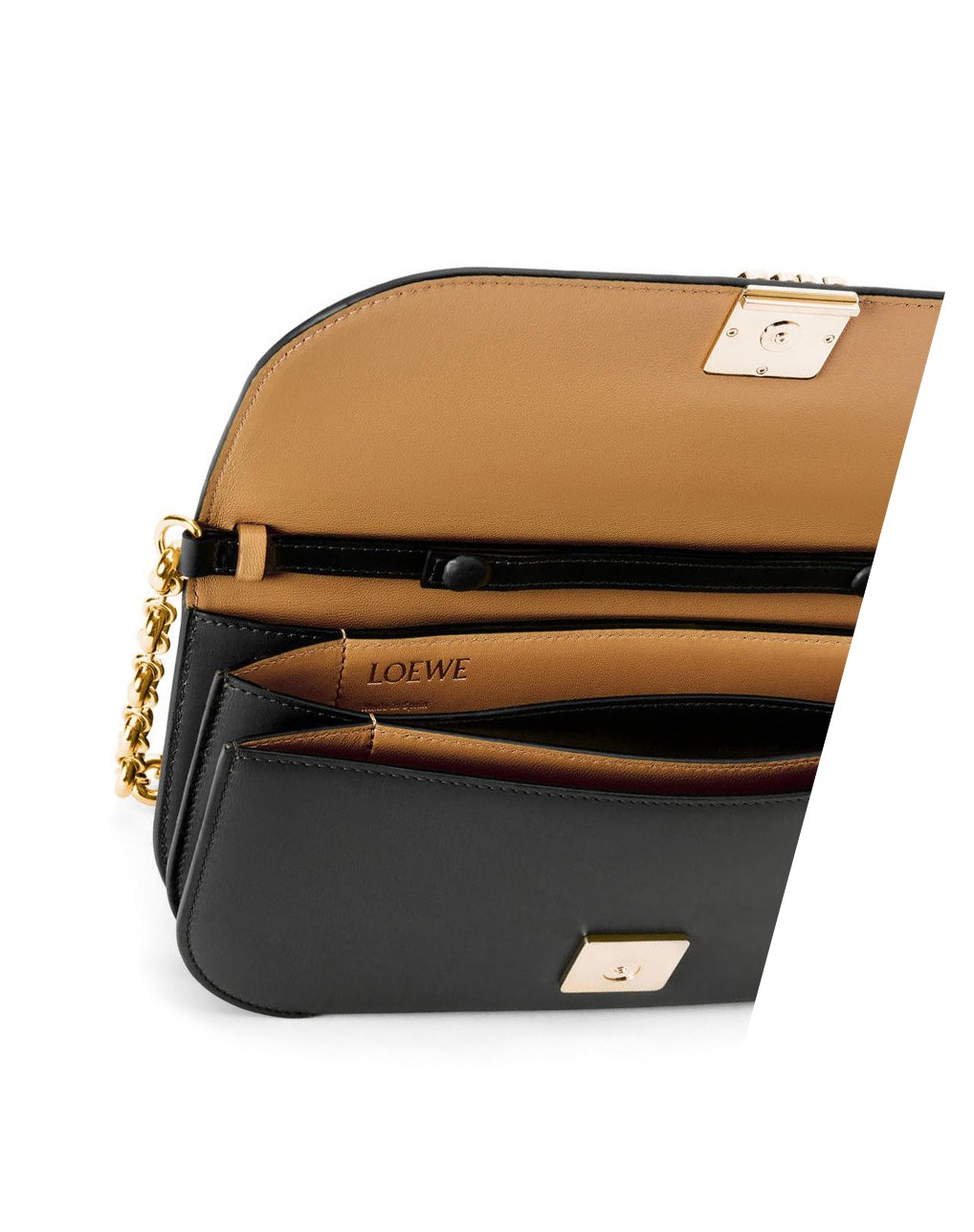 Loewe Goya Long Chain Clutch in silk calfskin Negros | OJXKH-5132