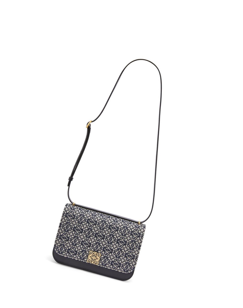 Loewe Goya bag in Anagram jacquard and calfskin Azul Marino Negros | XAKYW-5983