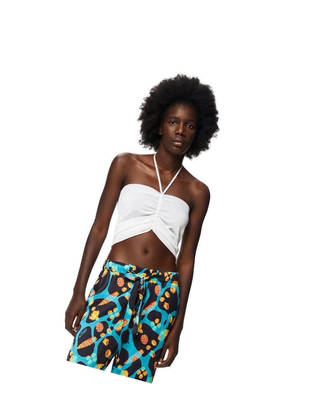 Loewe Halterneck cropped top in viscose Blancos | SMRYC-1072