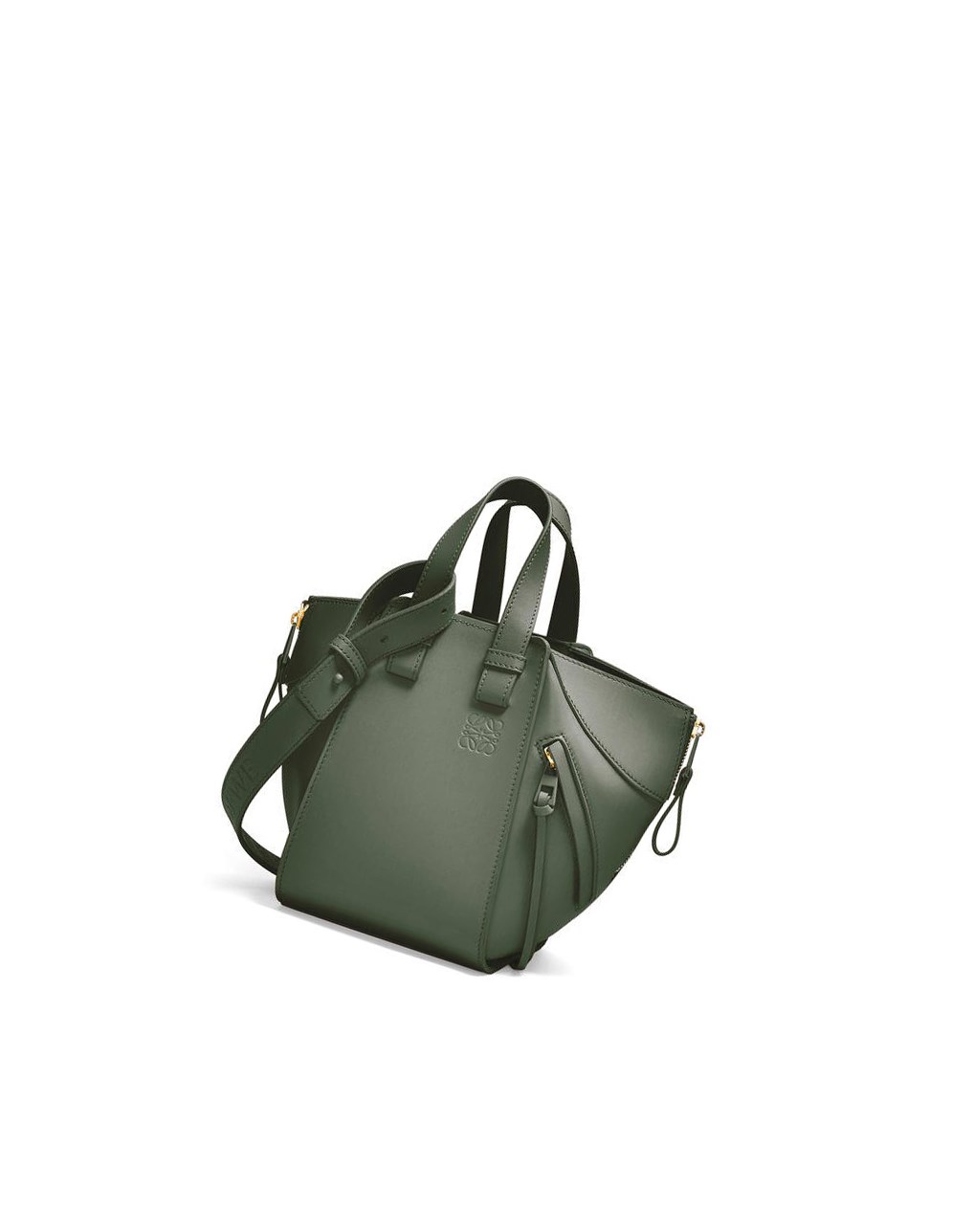 Loewe Hammock compact bag in satin calfskin Kaki | SHCOG-8472