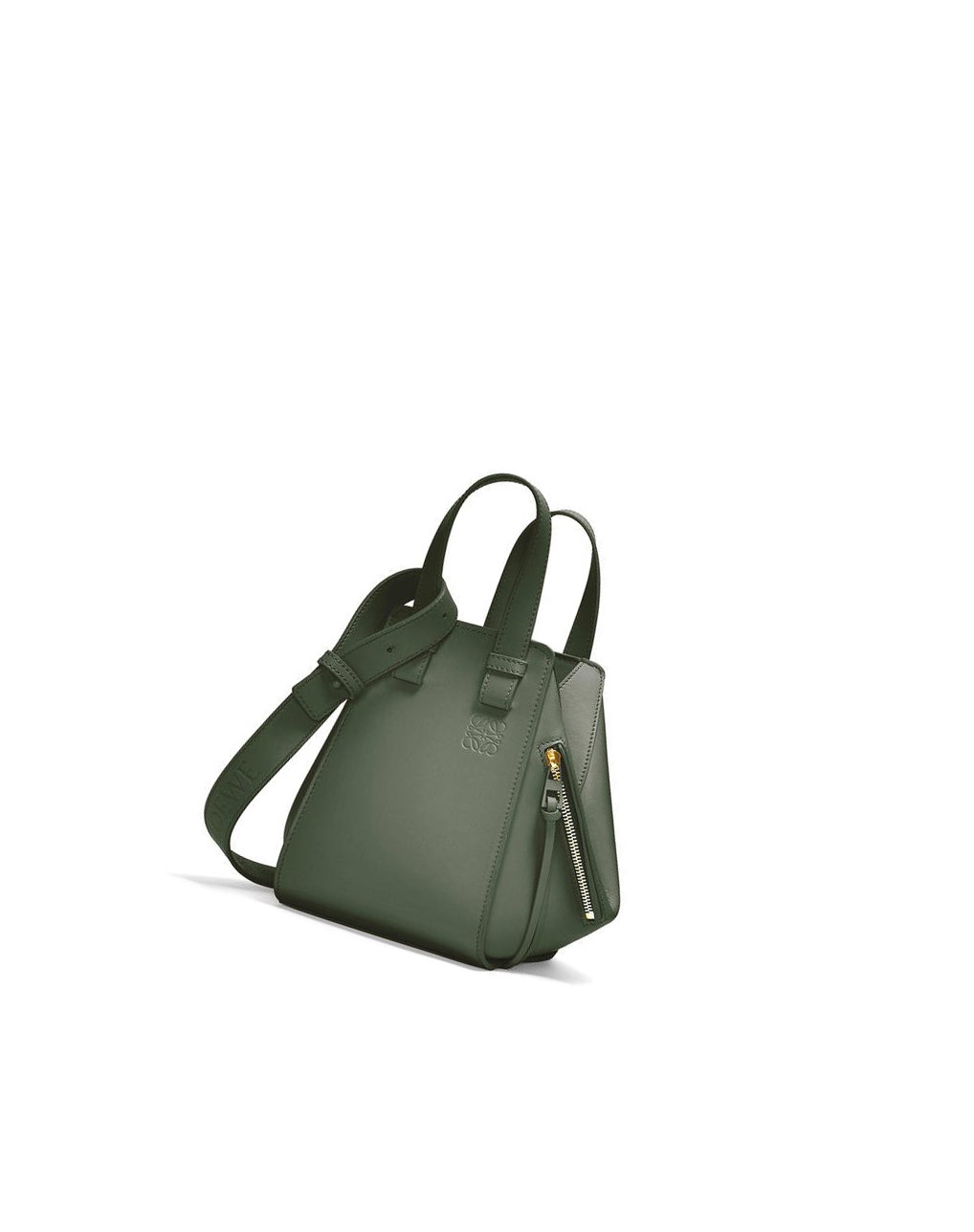 Loewe Hammock compact bag in satin calfskin Kaki | SHCOG-8472