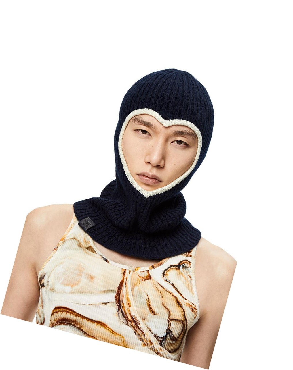 Loewe Heart balaclava in. wool Azul Marino Blancos | CLODR-8123