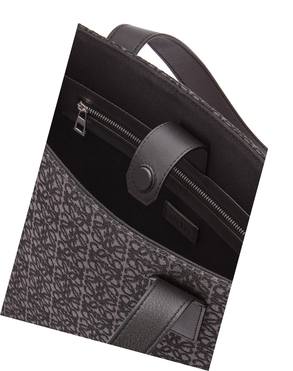 Loewe Hebilla Horizontal tote in Anagram jacquard and calfskin Negros | AZBXL-4150