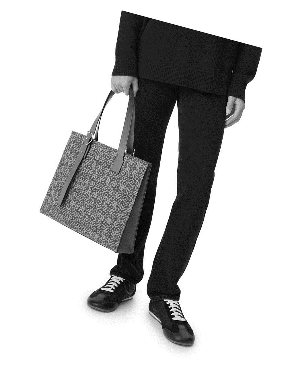 Loewe Hebilla Horizontal tote in Anagram jacquard and calfskin Kaki Verdes | XFWYI-3756