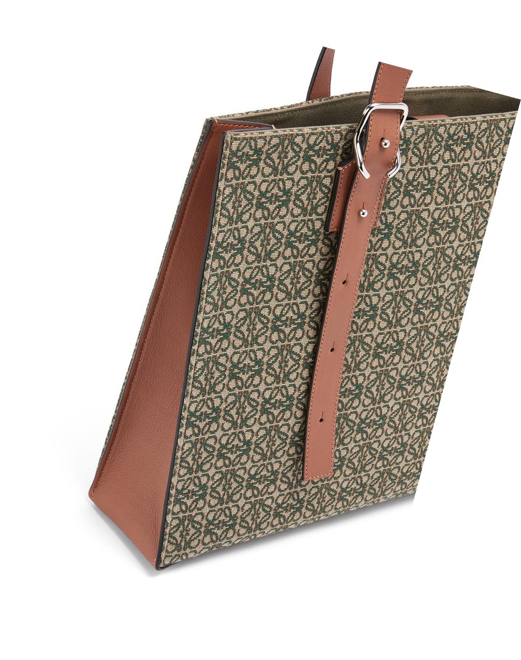 Loewe Hebilla Horizontal tote in Anagram jacquard and calfskin Kaki Verdes | XFWYI-3756