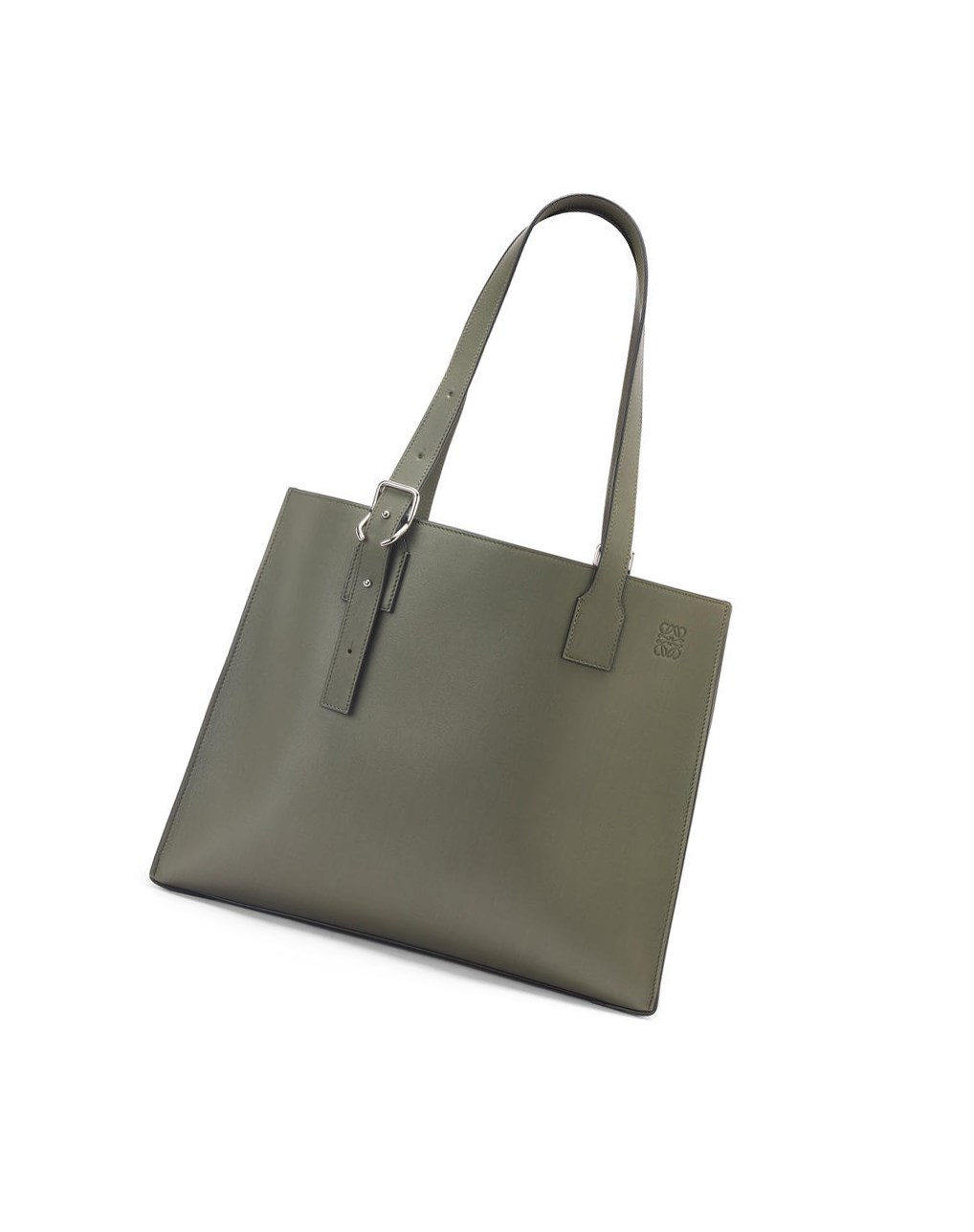 Loewe Hebilla Horizontal tote in classic calfskin Kaki Verdes | HLJWC-1524