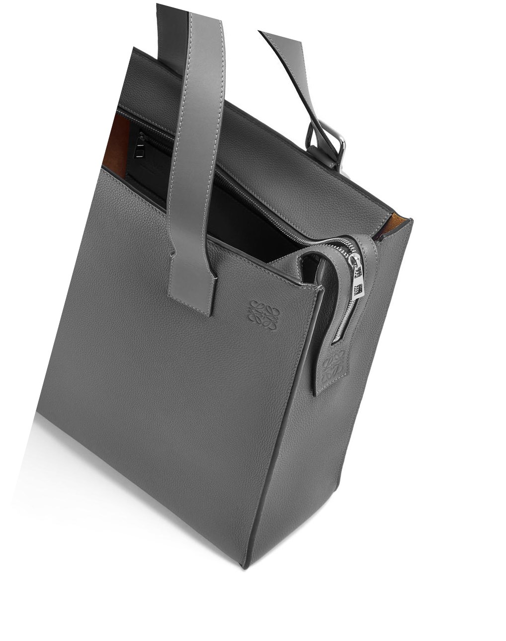 Loewe Hebilla Zip tote in soft grained calfskin Anthracite | RFYQS-4650