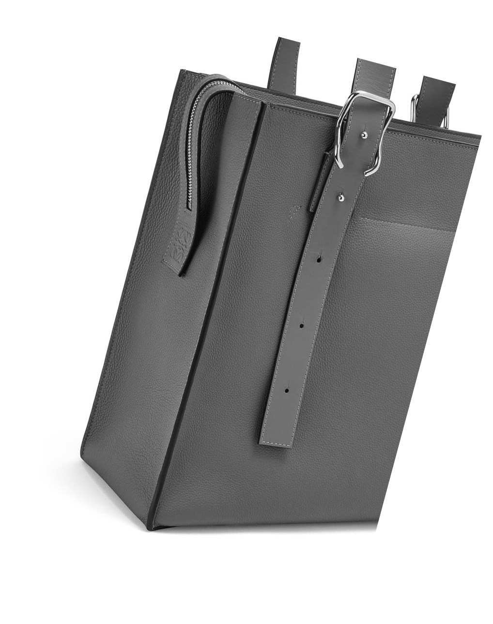 Loewe Hebilla Zip tote in soft grained calfskin Anthracite | RFYQS-4650