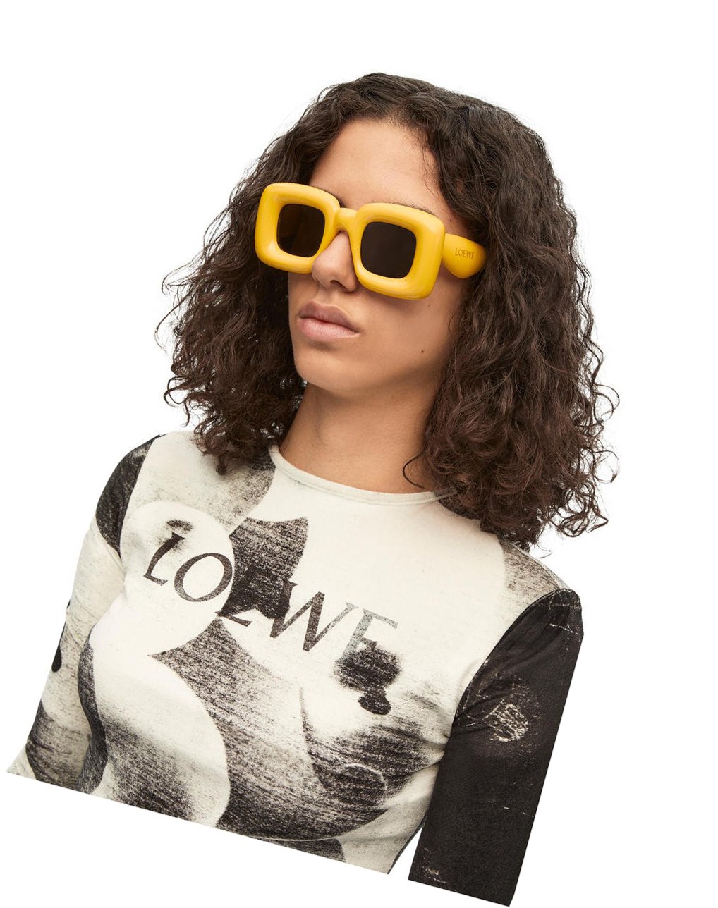 Loewe Inflated rectangular sunglasses in acetate Amarillos | GYMFT-2176