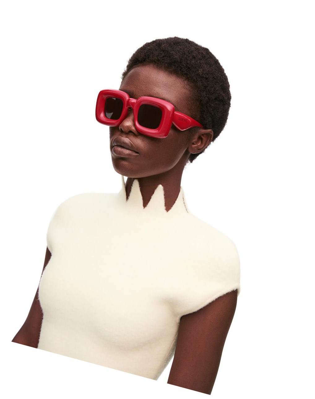 Loewe Inflated rectangular sunglasses in acetate Lipstick | ZLSQU-2358