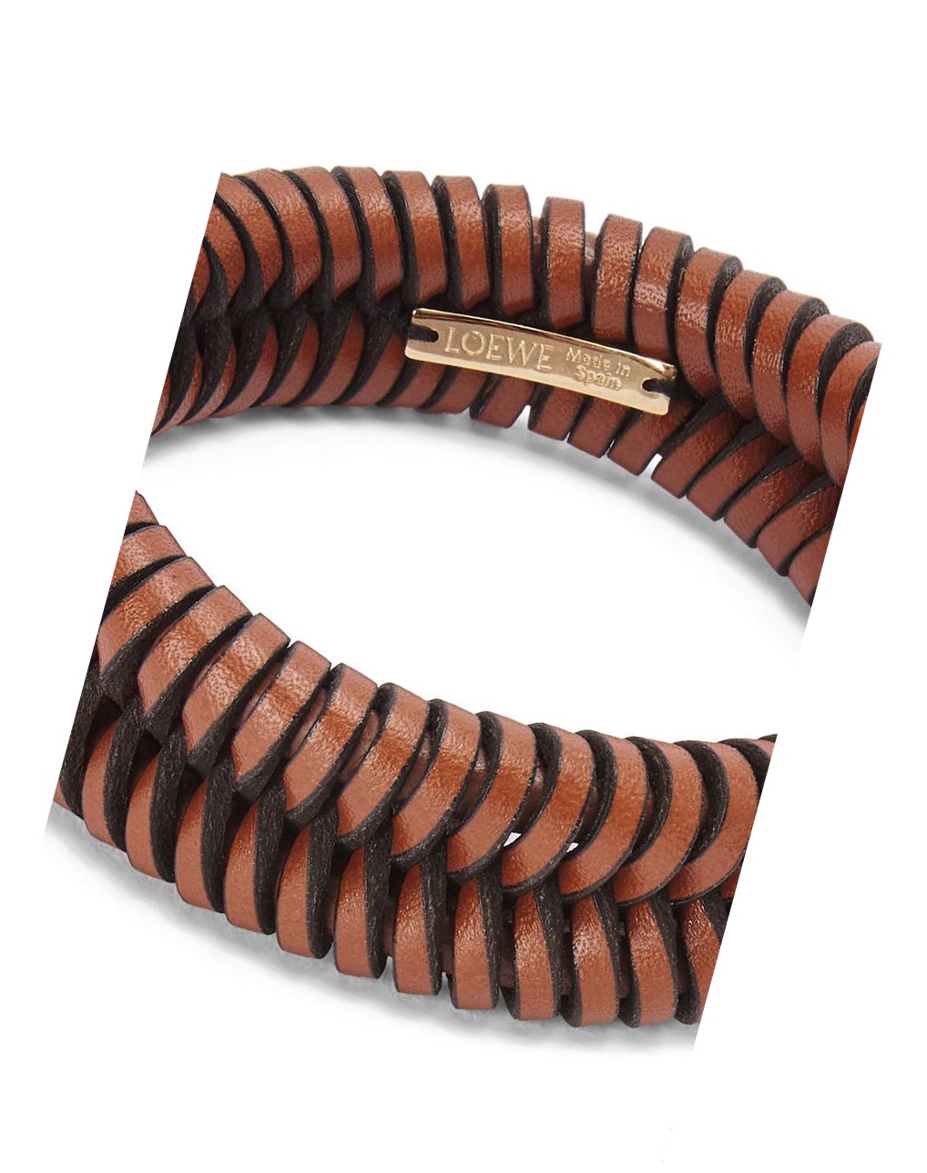 Loewe Interlock bangle in classic calfskin Tan | HORJN-2487