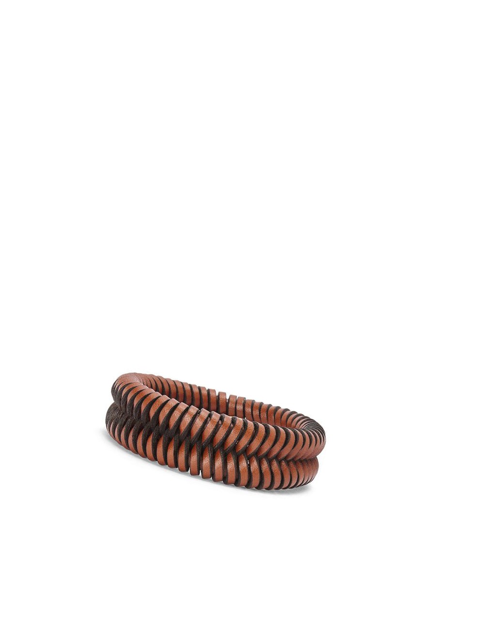 Loewe Interlock bangle in classic calfskin Tan | HORJN-2487