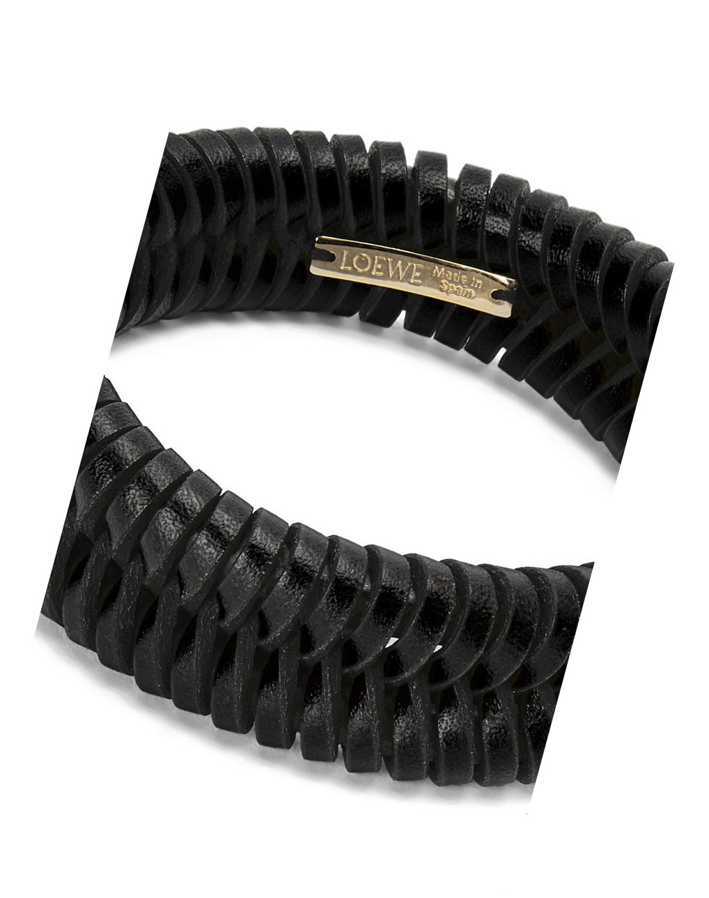 Loewe Interlock bangle in classic calfskin Negros | OWAFN-0835