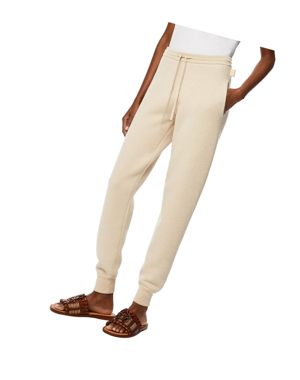Loewe Knit track trousers in cashmere Ecru | RQMKE-0571