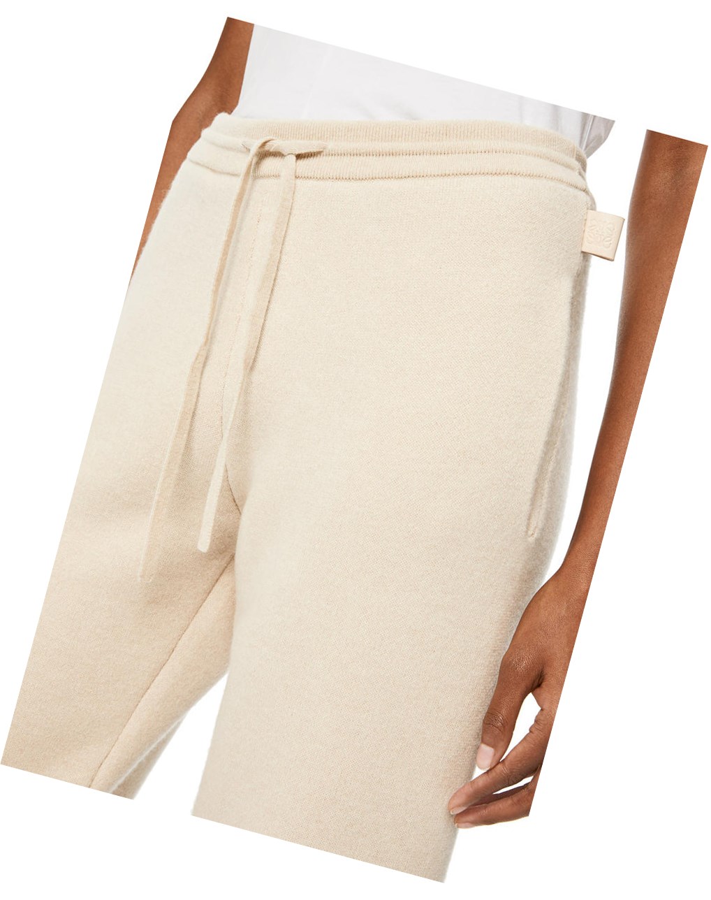 Loewe Knit track trousers in cashmere Ecru | RQMKE-0571