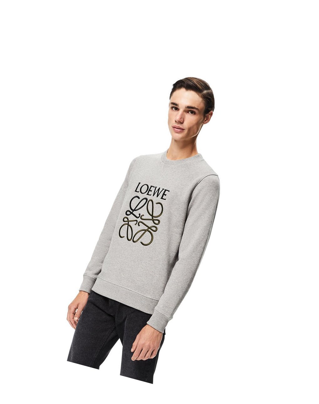 Loewe LOEWE Anagram embroidered sweatshirt in cotton Grises | CYDFX-9267