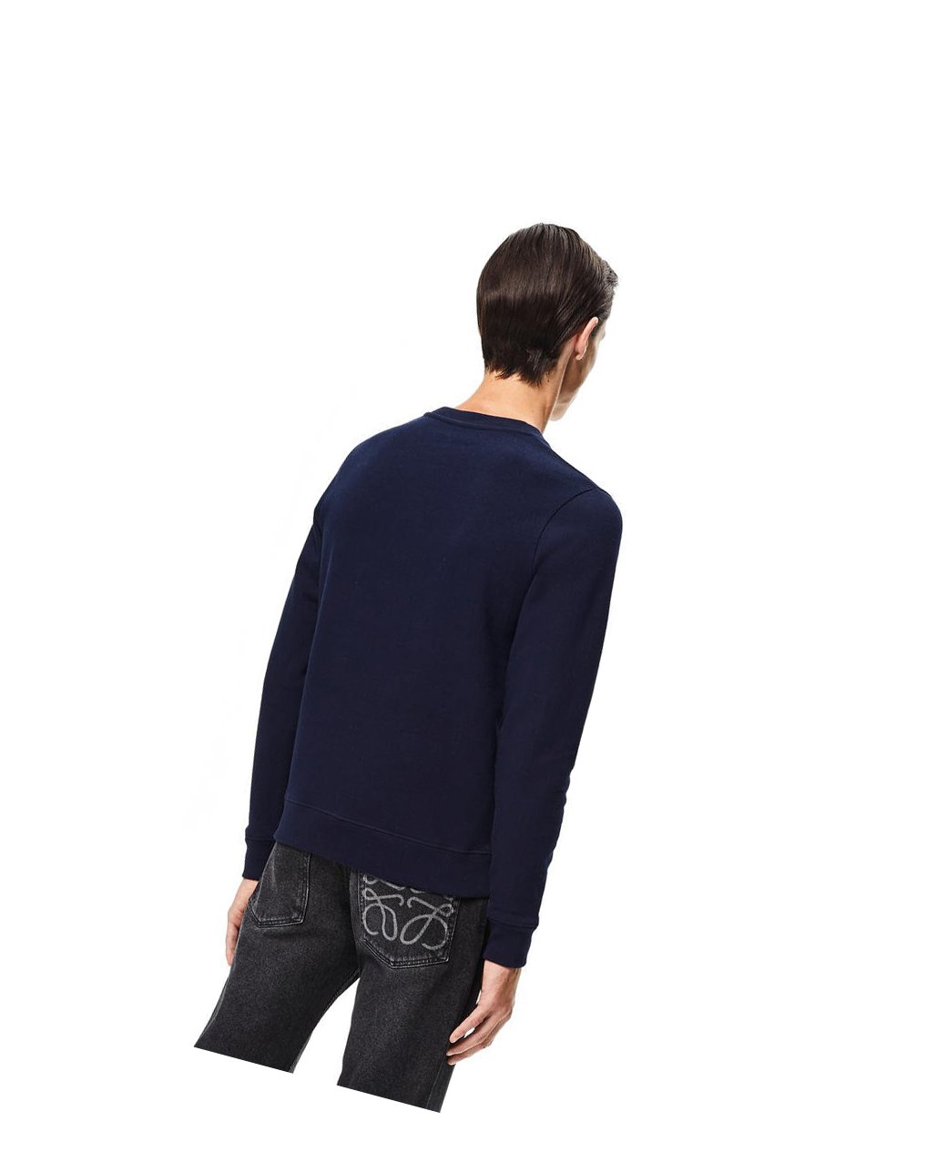 Loewe LOEWE Anagram embroidered sweatshirt in cotton Azul Marino Azules | JLOHQ-6094