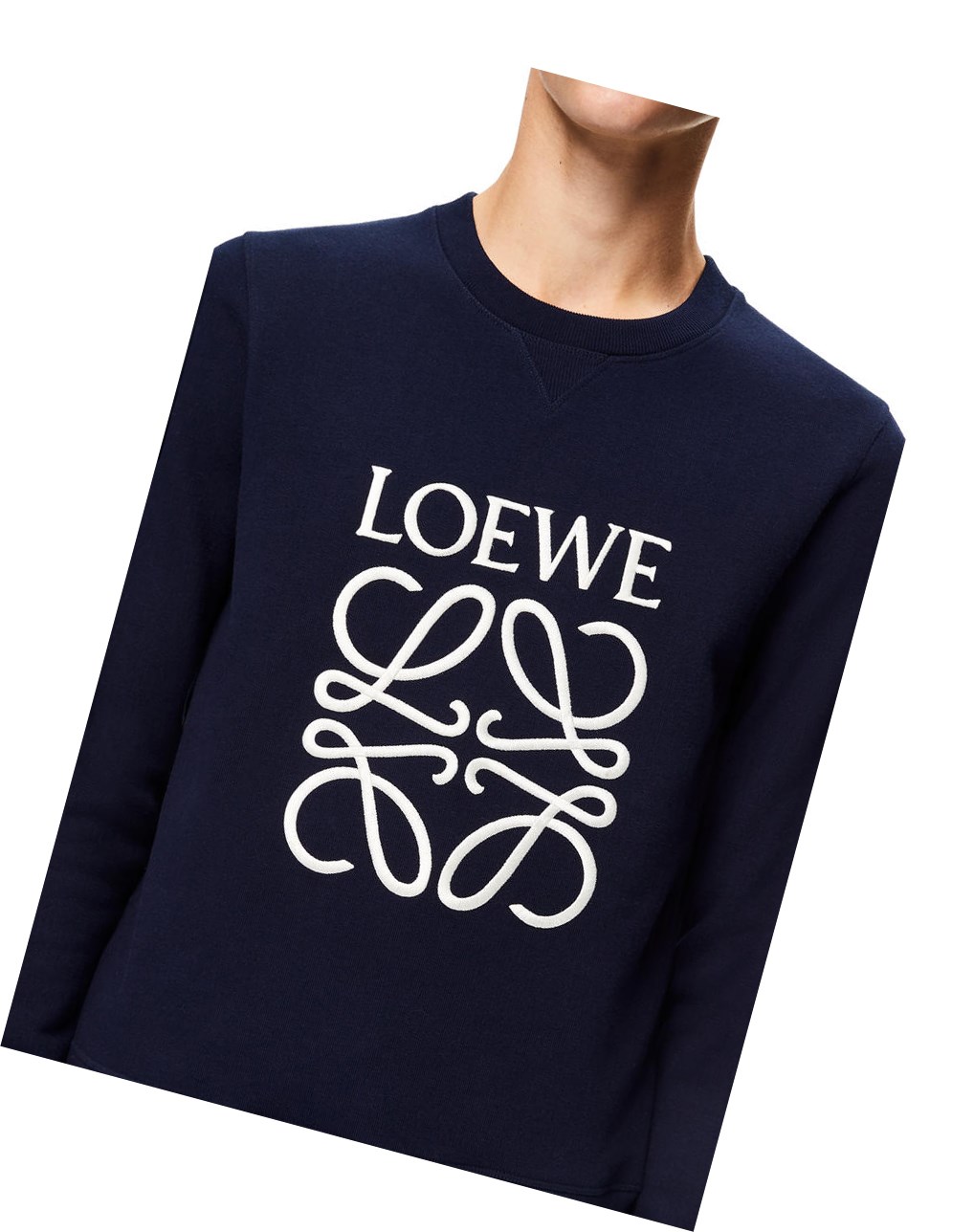 Loewe LOEWE Anagram embroidered sweatshirt in cotton Azul Marino Azules | JLOHQ-6094