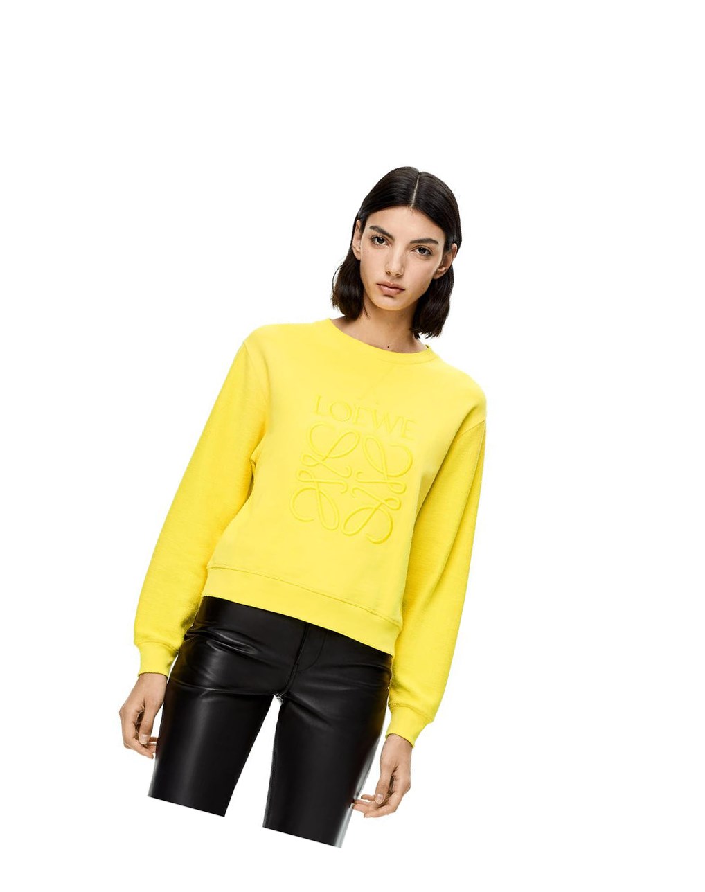Loewe LOEWE Anagram embroidered sweatshirt in cotton Amarillos | LIRXB-1357