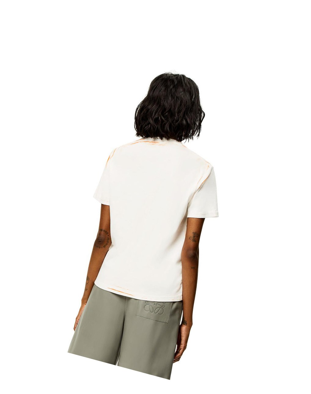 Loewe LOEWE Anagram print T-shirt in cotton Blancos Naranjas | BZHQM-3420