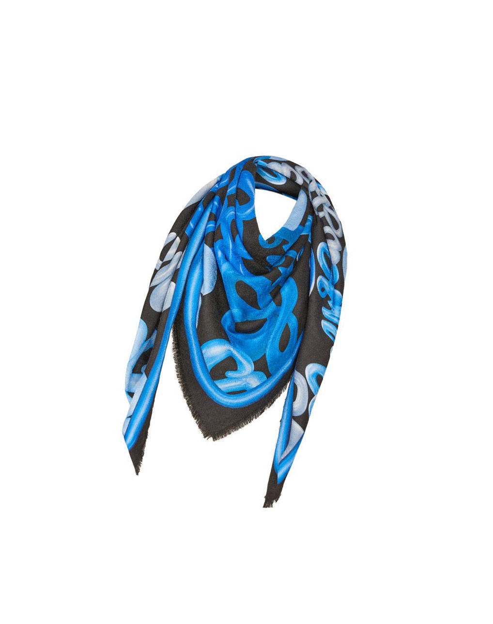 Loewe LOEWE Anagram scarf in silk and cashmere Azules Multicolor | EVBFA-6490