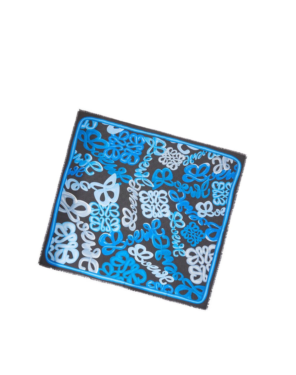 Loewe LOEWE Anagram scarf in silk and cashmere Azules Multicolor | EVBFA-6490