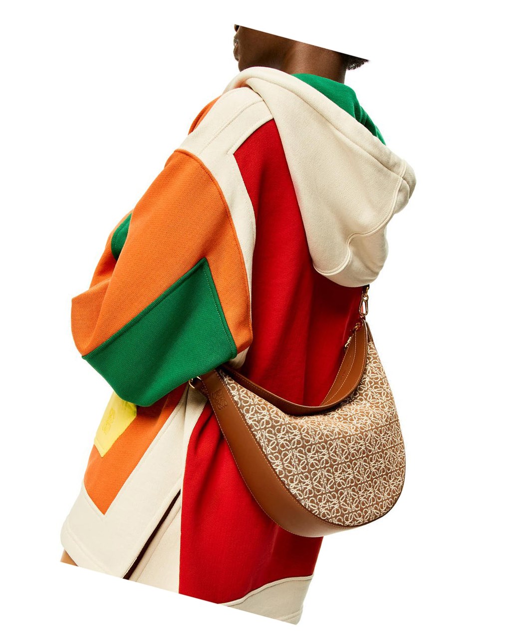 Loewe LOEWE Luna bag in Anagram jacquard and classic calfskin Tan / Pecan | ACKTU-8974