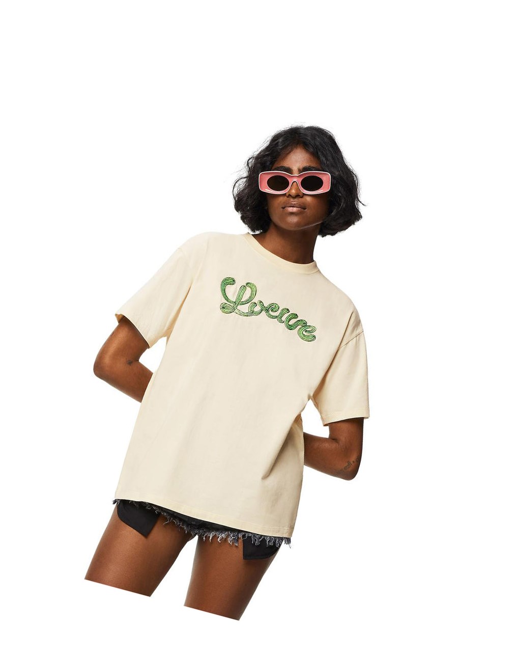 Loewe LOEWE cactus T-shirt in cotton Ecru | VLJZS-3045