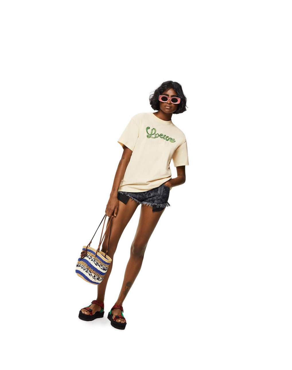 Loewe LOEWE cactus T-shirt in cotton Ecru | VLJZS-3045
