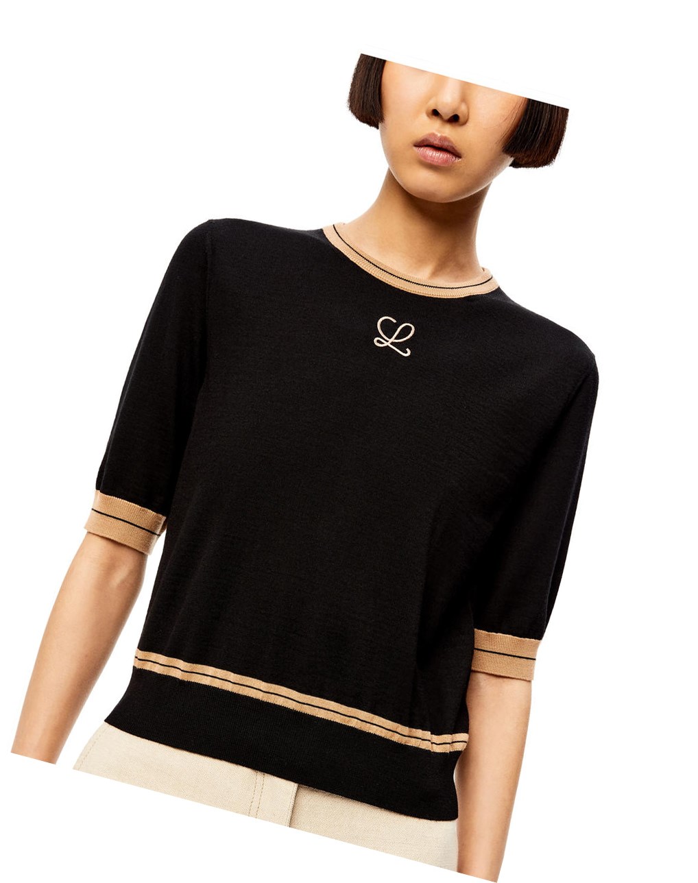 Loewe LOEWE cropped sweater in wool Negros Beige | OESWN-6238