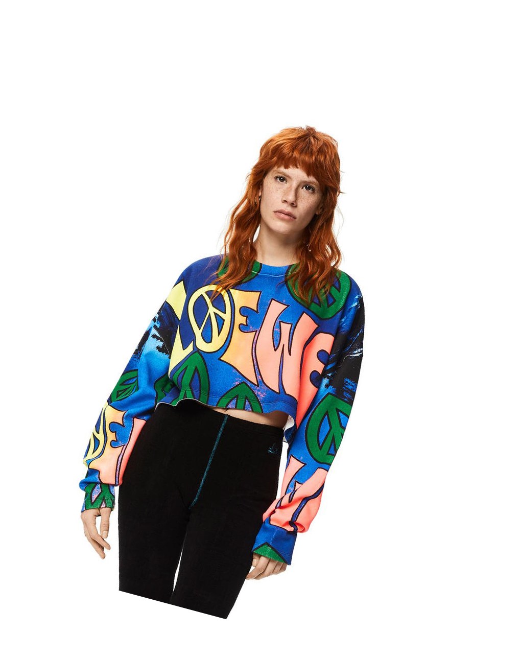 Loewe LOEWE peace cropped sweatshirt in cotton Multicolor | FDLBT-9713