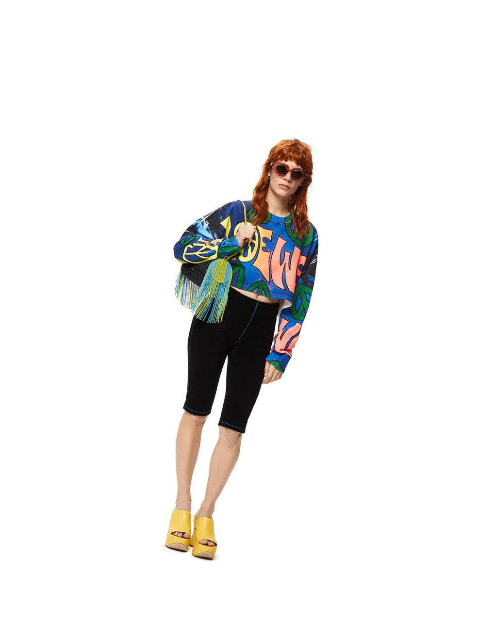Loewe LOEWE peace cropped sweatshirt in cotton Multicolor | FDLBT-9713