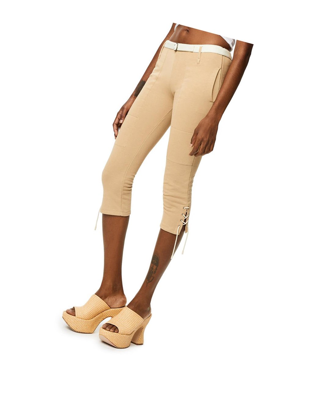 Loewe Laced trousers in cotton Beige | QLFMG-5347
