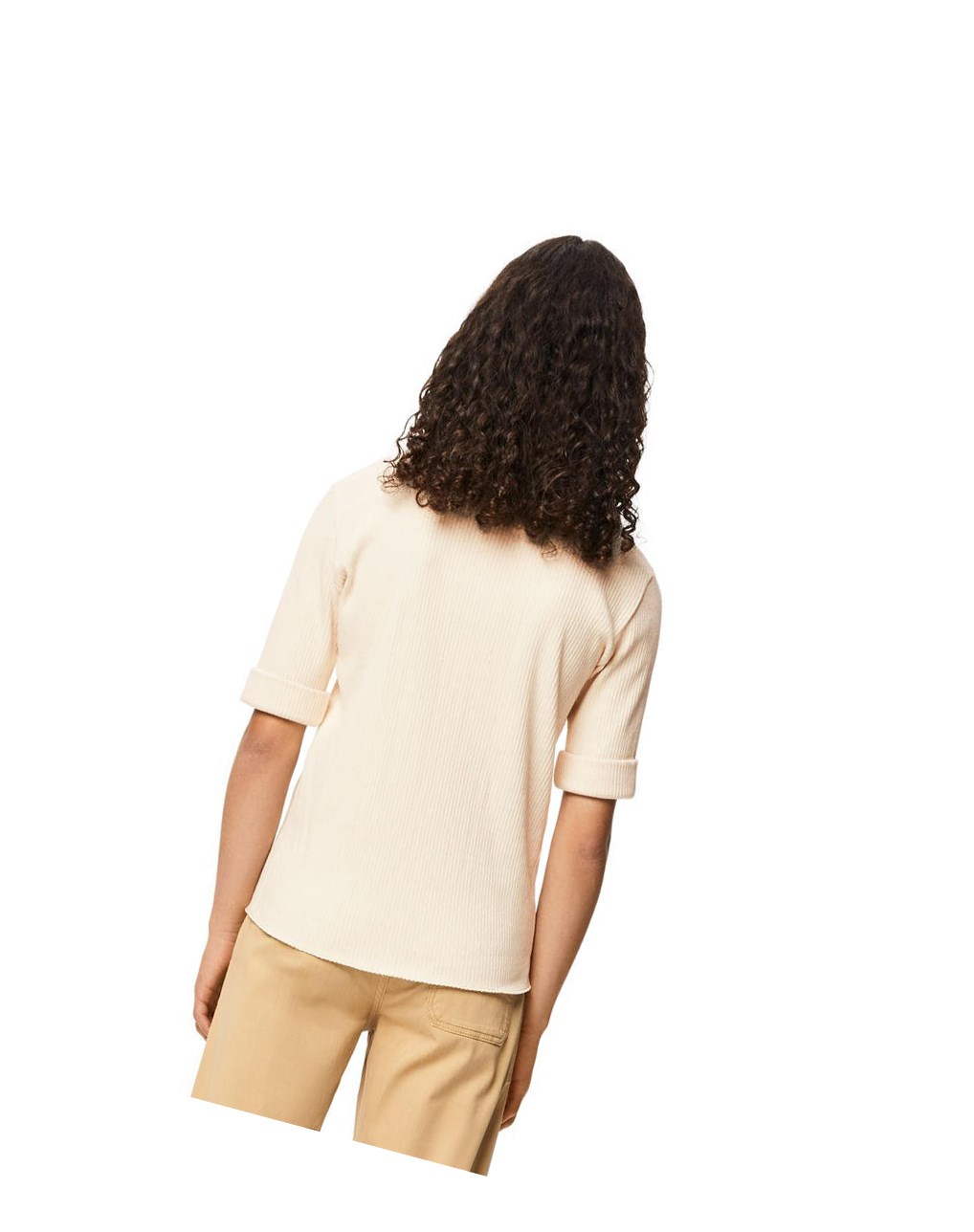 Loewe Lacing T-shirt in cotton Ecru | GCSJD-8065