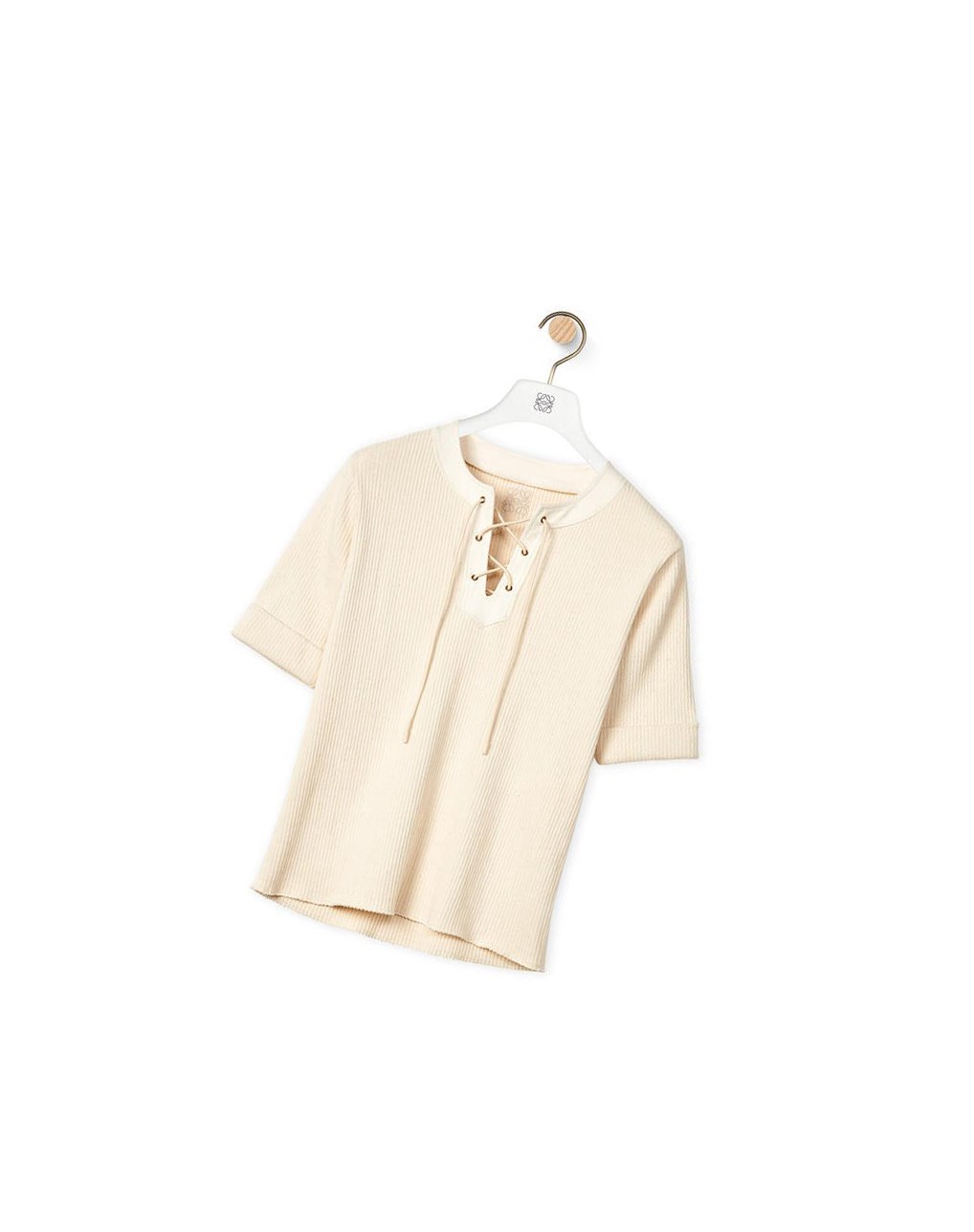 Loewe Lacing T-shirt in cotton Ecru | GCSJD-8065