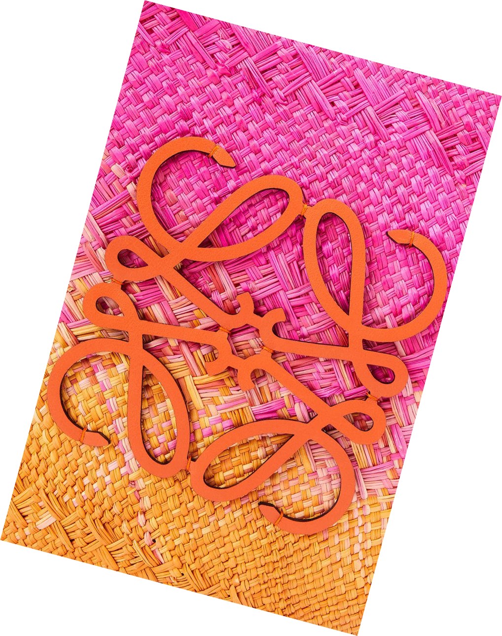 Loewe Large Anagram Basket bag in iraca palm and calfskin Fucsia Naranjas | AWNRP-5601